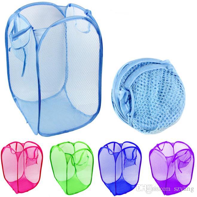 Foldable Mesh Laundry Basket – Portable Clothes Storage Hamper (Random Color)