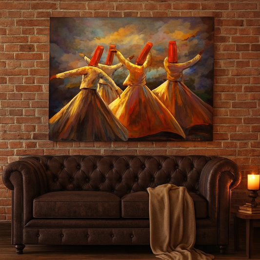 Whirling Dervish Wall Art Canvas – Sufi Dance Spiritual Home Décor (12x16)