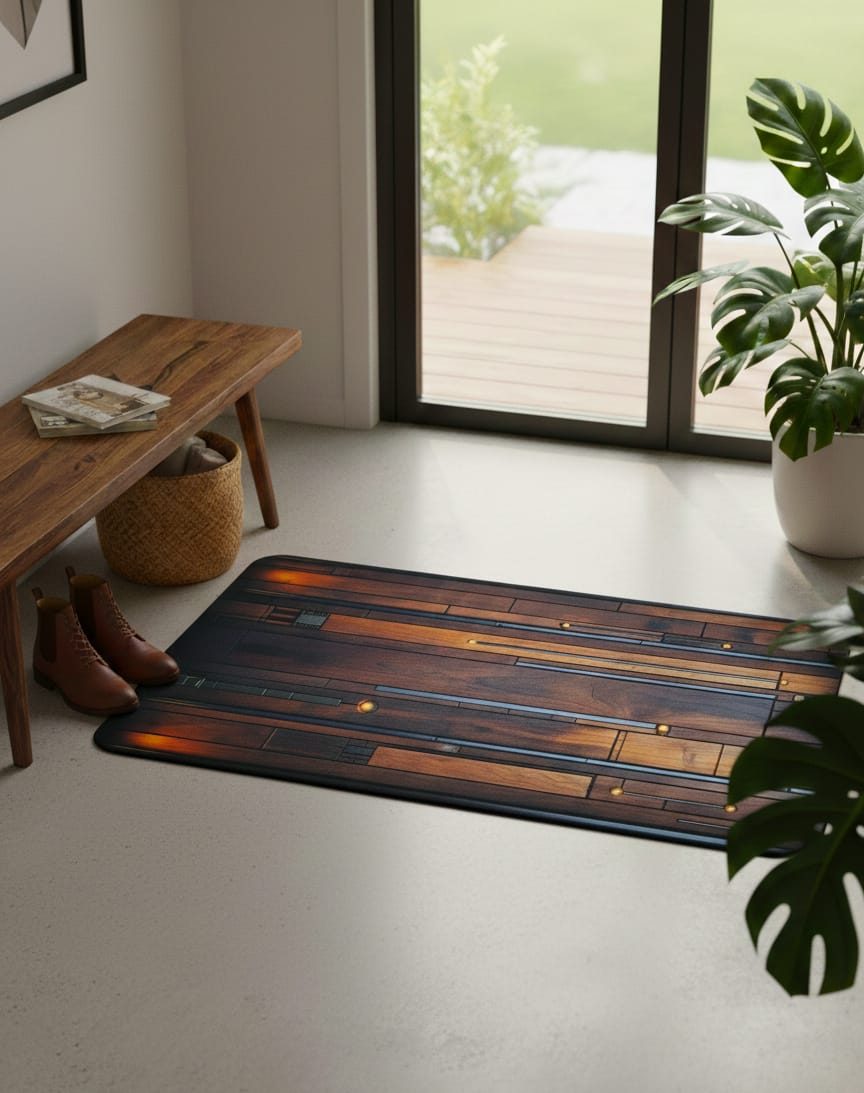 Super Absorbent Non-Slip Bathroom Floor Mat – Elegant Wooden Design | Premium Quality 23 × 15 Inch