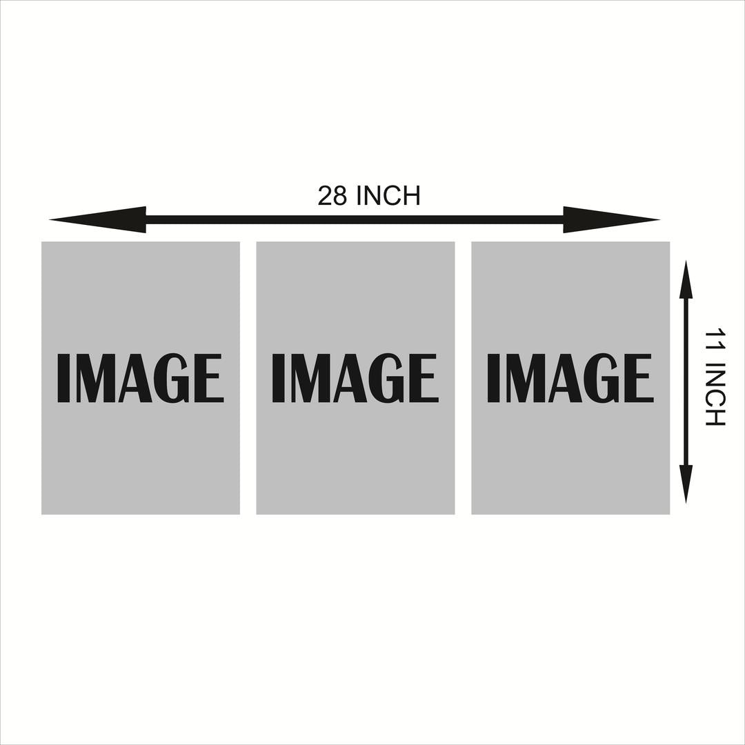 Abstract Art Wall Frame Set | 3 Pieces Wooden Teal & Gold Decorative Wall Décor