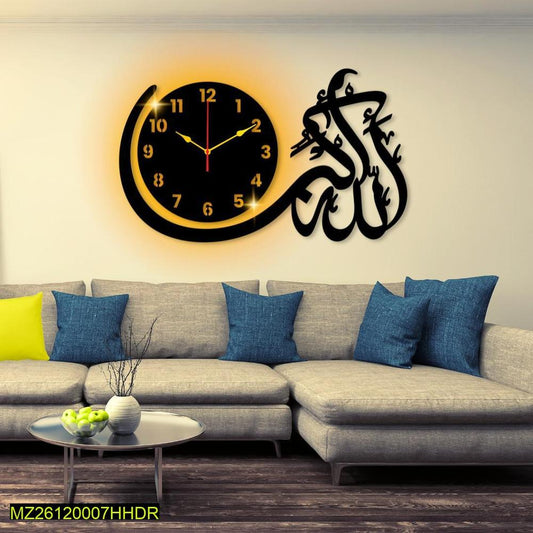 Islamic Calligraphy Wall Clock 20x14 Inch | Black & Gold Wall Decor | Ornestya