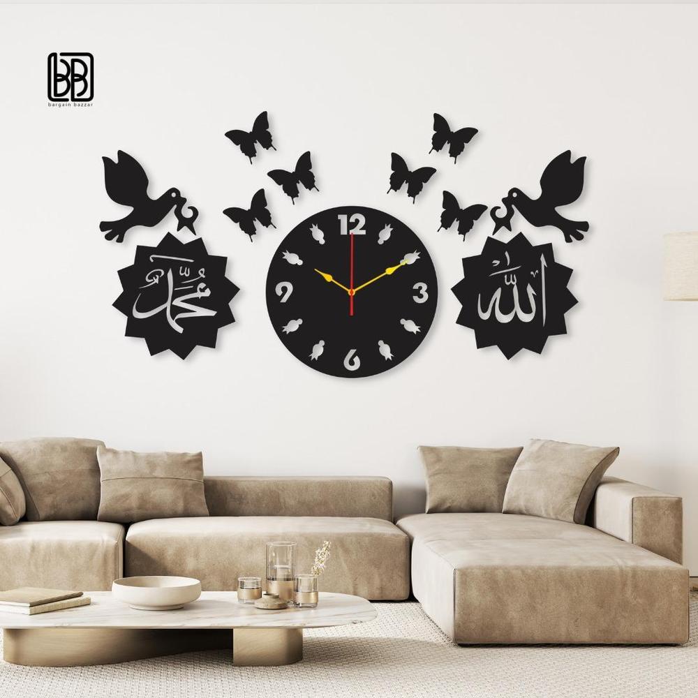 Black Bird Design Wall Clock 24x14 Inch | Decorative Wall Decor | Ornestya