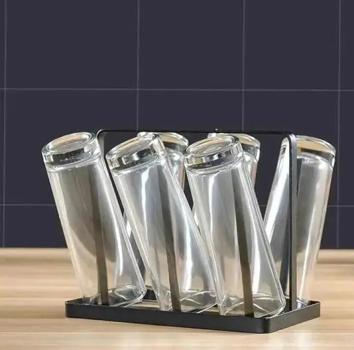 Modern Metal Glass Holder for Kitchen & Dining | Countertop Cup Organizer
