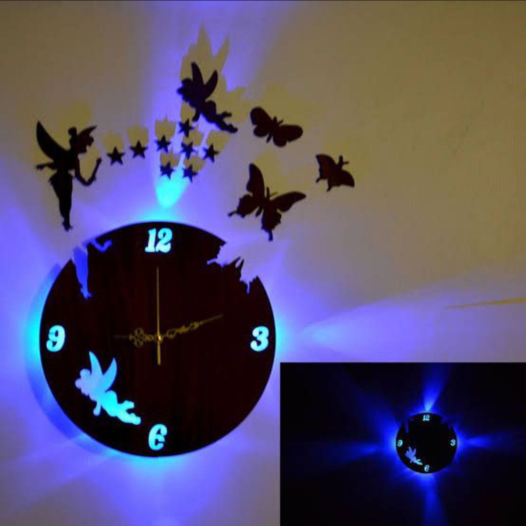 Buy 1 Get 1 Free 3D Wall Clock with LED Light & 30 Butterfly Set | Ornestya