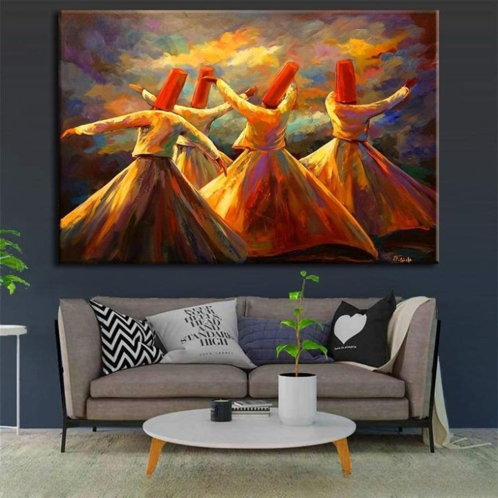 Whirling Dervish Wall Art Canvas – Sufi Dance Spiritual Home Décor (12x16)
