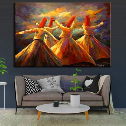 Whirling Dervish Wall Art Canvas – Sufi Dance Spiritual Home Décor (12x16)