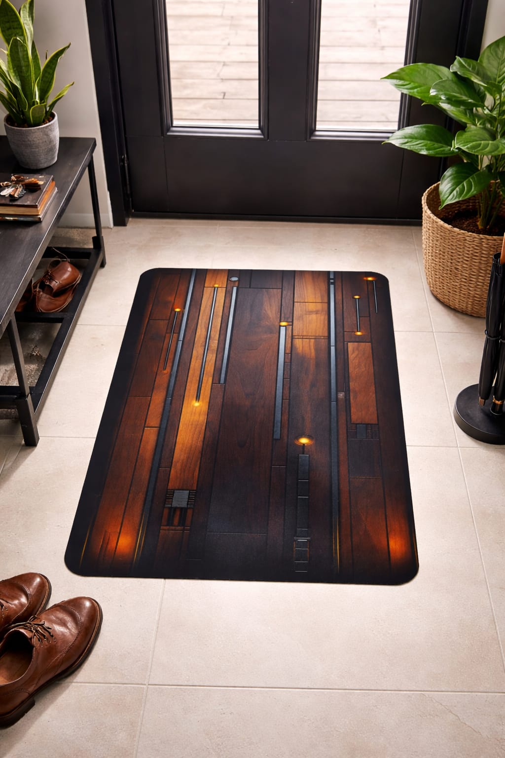 Super Absorbent Non-Slip Bathroom Floor Mat – Elegant Wooden Design | Premium Quality 23 × 15 Inch