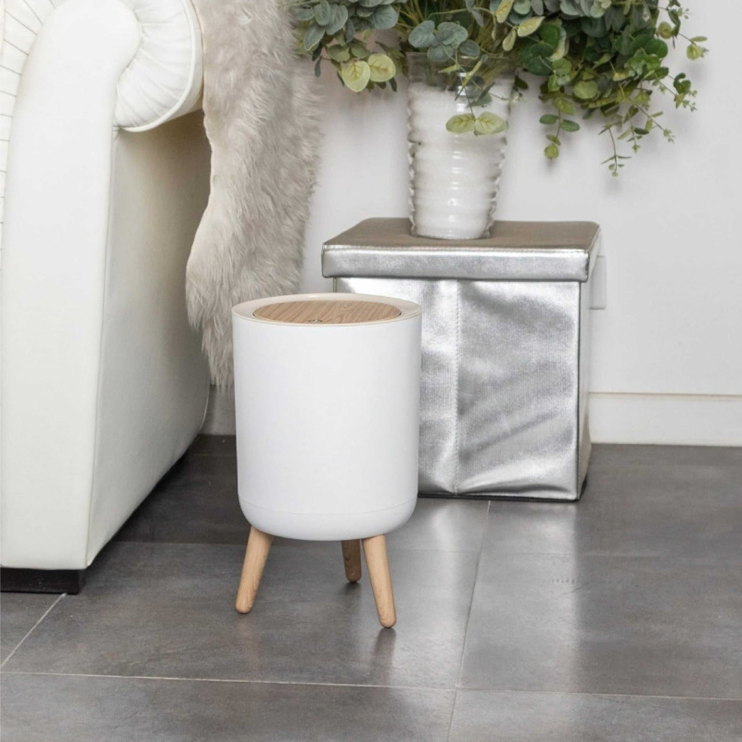 Royal 8L Nordic Trash Bin | Push Lid & Elevated Legs | Ornestya