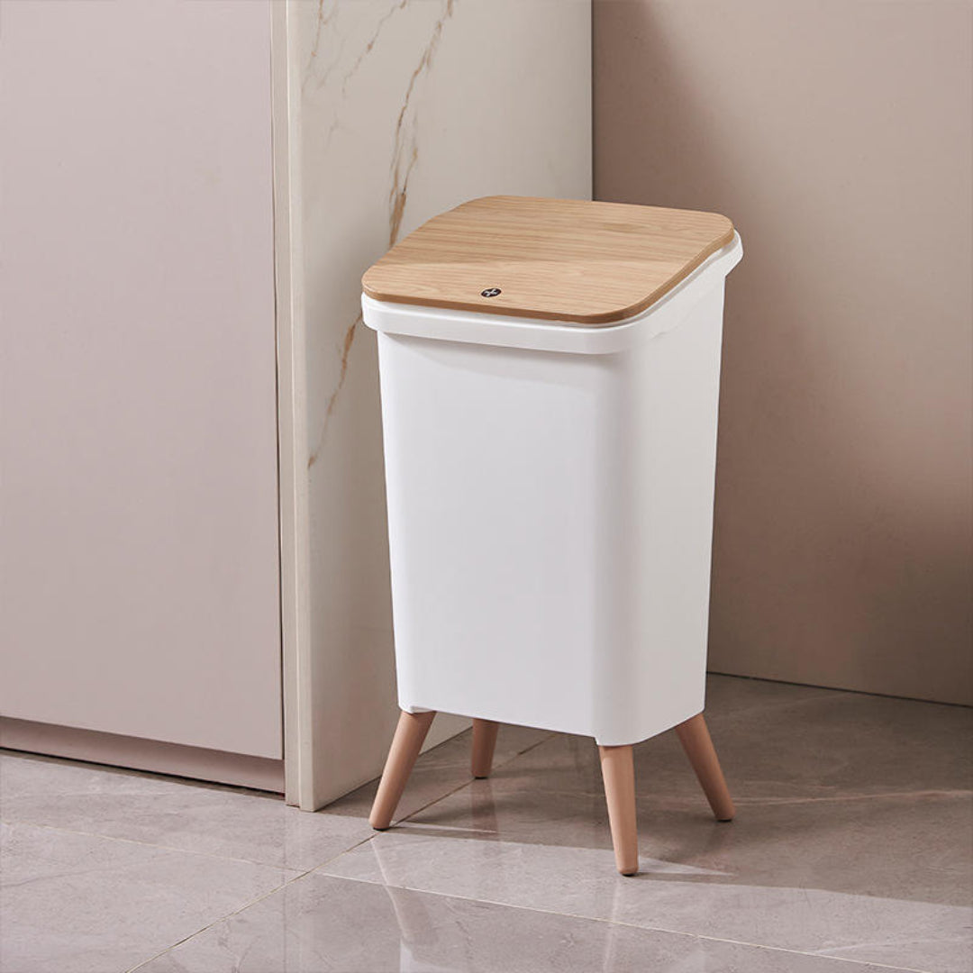 Royal Wooden Trash Bin with Lid – Minimalist Dustbin for Kitchen, Bedroom & Office