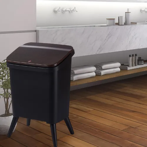 Royal Wooden Trash Bin with Lid – Minimalist Dustbin for Kitchen, Bedroom & Office