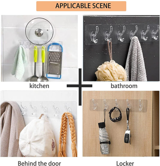 Heavy-Duty Transparent Adhesive Wall Hooks (Pack of 2)