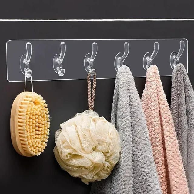 Heavy-Duty Transparent Adhesive Wall Hooks (Pack of 2)