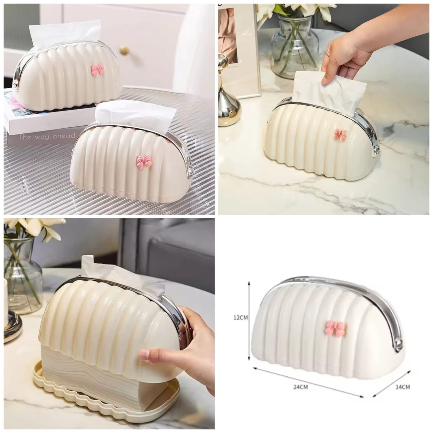 Decorative Shell Tissue Box Holder – Elegant Modern Napkin Storage Case for Home & Office