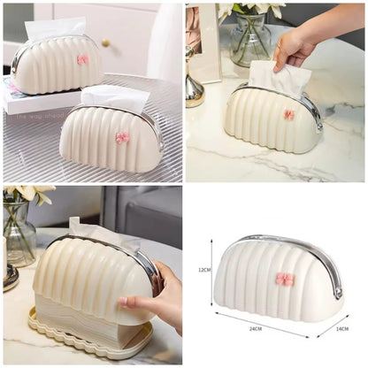 Decorative Shell Tissue Box Holder – Elegant Modern Napkin Storage Case for Home & Office