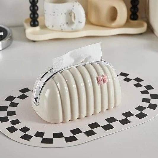 Decorative Shell Tissue Box Holder – Elegant Modern Napkin Storage Case for Home & Office