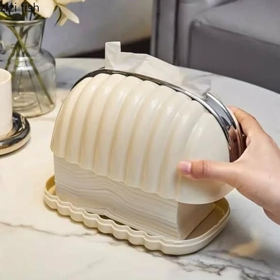Decorative Shell Tissue Box Holder – Elegant Modern Napkin Storage Case for Home & Office