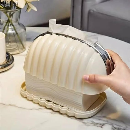 Decorative Shell Tissue Box Holder – Elegant Modern Napkin Storage Case for Home & Office