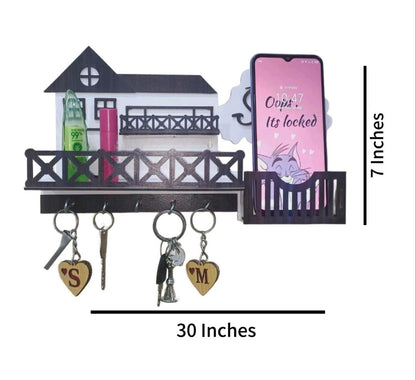 3D Wooden Key Holder Sweet Home Design | Decorative Wall Mounted Key Organizer