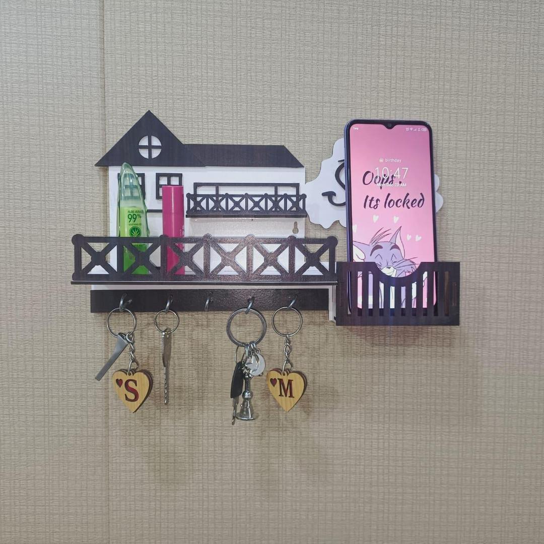 3D Wooden Key Holder Sweet Home Design | Decorative Wall Mounted Key Organizer