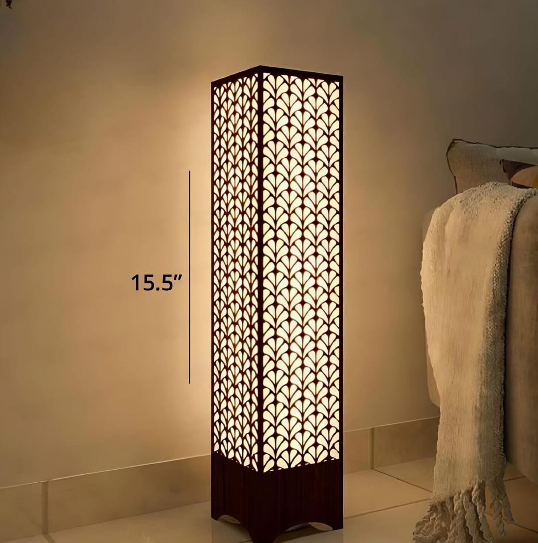 Modern Wooden Floor Lamp | Leaf Design LED Standing Lamp | Ornestya