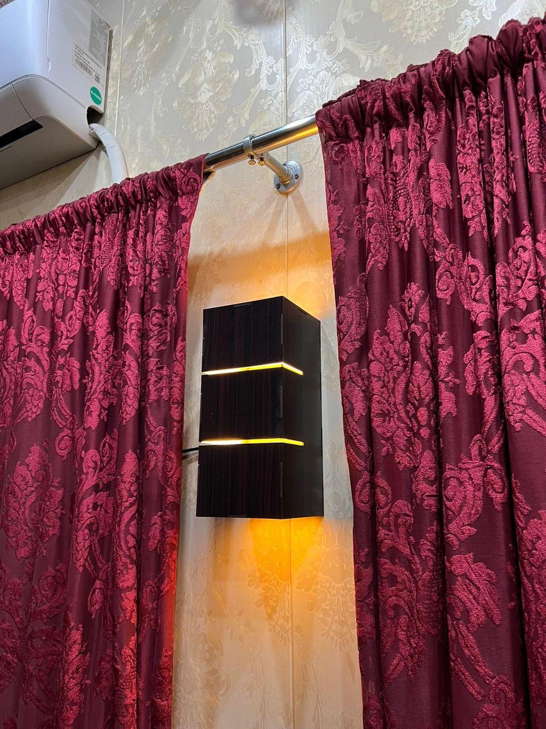 3D Wooden Wall Lamp Brown & Golden | Modern Decorative LED Wall Light
