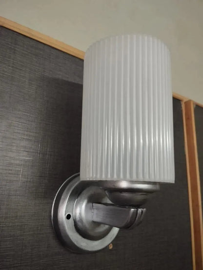 White Ribbed Wall Lamp with Brass Bracket | Modern Decorative Wall Light for Home & Office