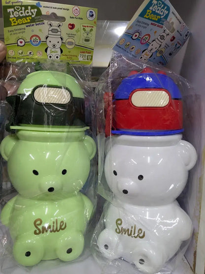 Cute Teddy Bear Kids Water Bottle with Adjustable Strap