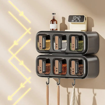 Wall Mounted Seasoning Box Condiment Containers | Transparent Kitchen Storage Organizer