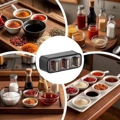 Wall Mounted Seasoning Box Condiment Containers | Transparent Kitchen Storage Organizer