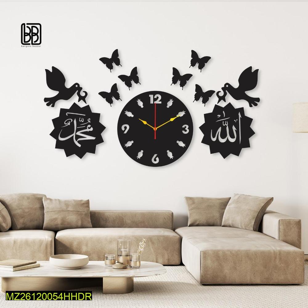 Black Bird Design Wall Clock 24x14 Inch | Decorative Wall Decor | Ornestya