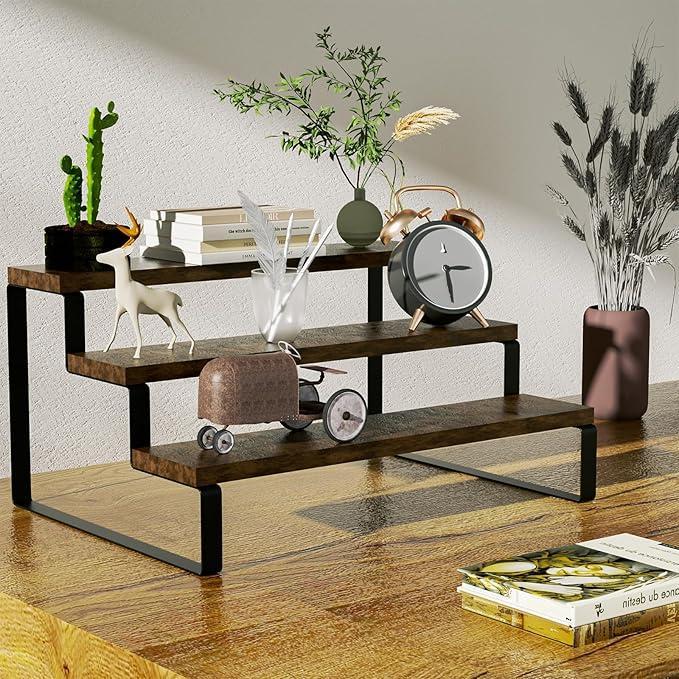 Wooden Bathroom Rack with Black Metal Legs | 14 x 9 x 6 Inch Bathroom Organizer Shelf