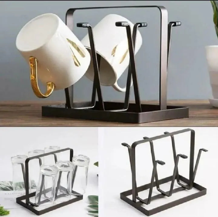 Modern Metal Glass Holder for Kitchen & Dining | Countertop Cup Organizer