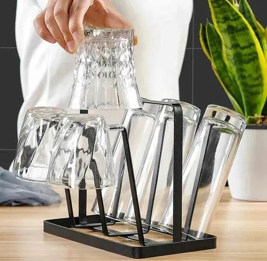 Modern Metal Glass Holder for Kitchen & Dining | Countertop Cup Organizer