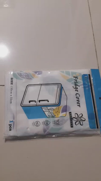 Anti-Dust Waterproof Refrigerator Top Cover – Oil-Proof Fridge Protector with Side Storage Pockets (Random Design)