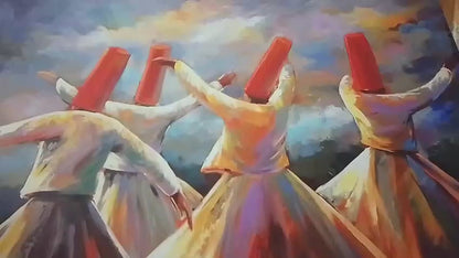 Whirling Dervish Wall Art Canvas – Sufi Dance Spiritual Home Décor (12x16)