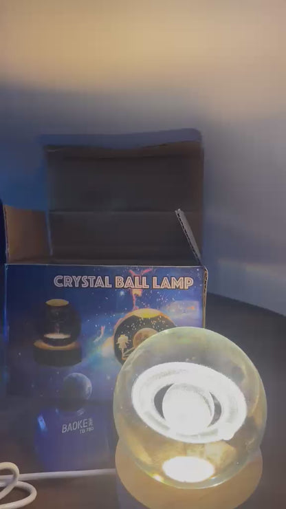 3D Crystal Ball LED Galaxy Lamp – USB Night Light for Room & Home Décor (Saturn Design)